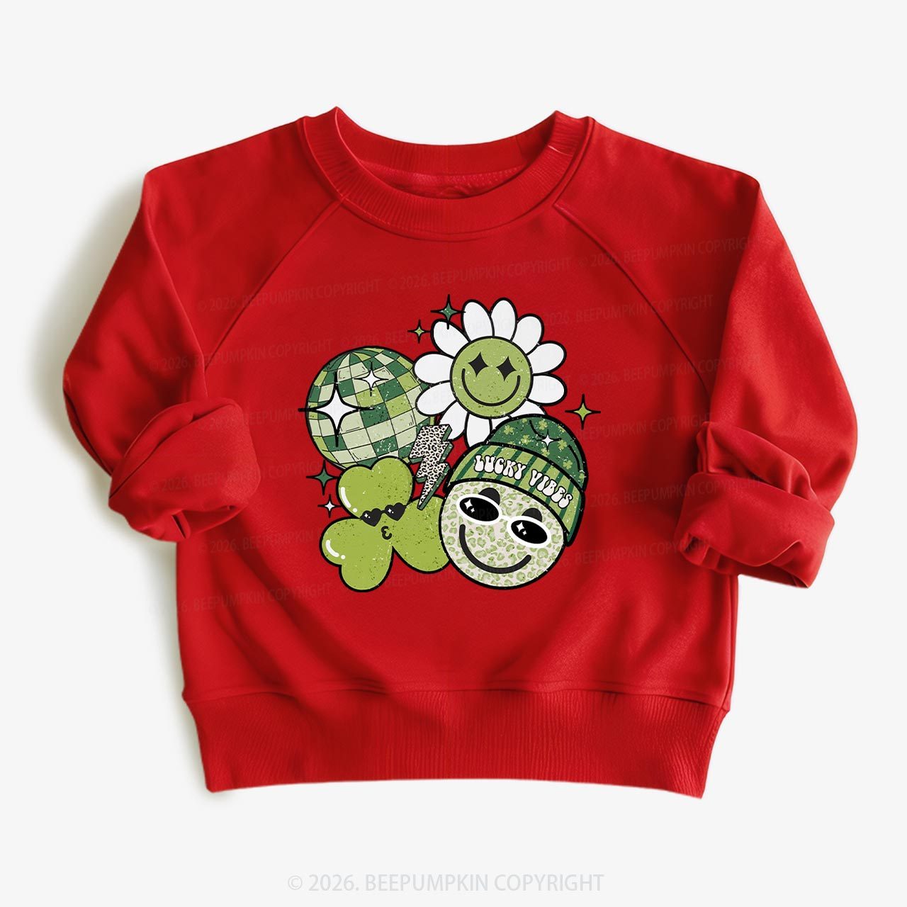 Disco Lucky Vibes St.Patricks Day Kids Sweatshirt