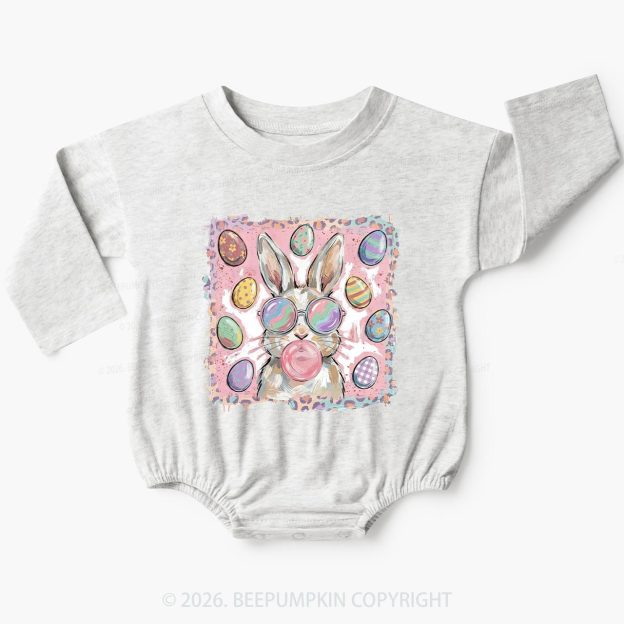 Retro Bubblegum Bunny Colorful Easter Eggs Baby Bubble Romper