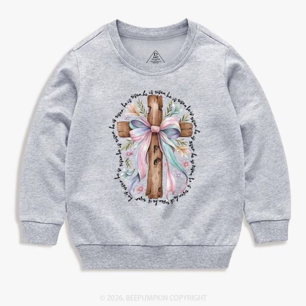 He Is Risen Soft Pastel Cross Kid's Sweatshirt