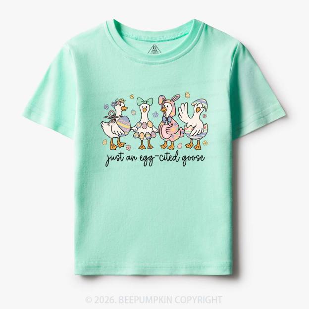 Just an Egg-cited Goose Happy Easter Toddler&Kids Tees