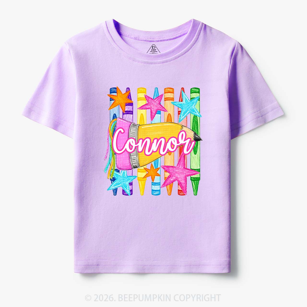 Personalized Name Striped Pencil Crayon Toddler&Kid's Tees