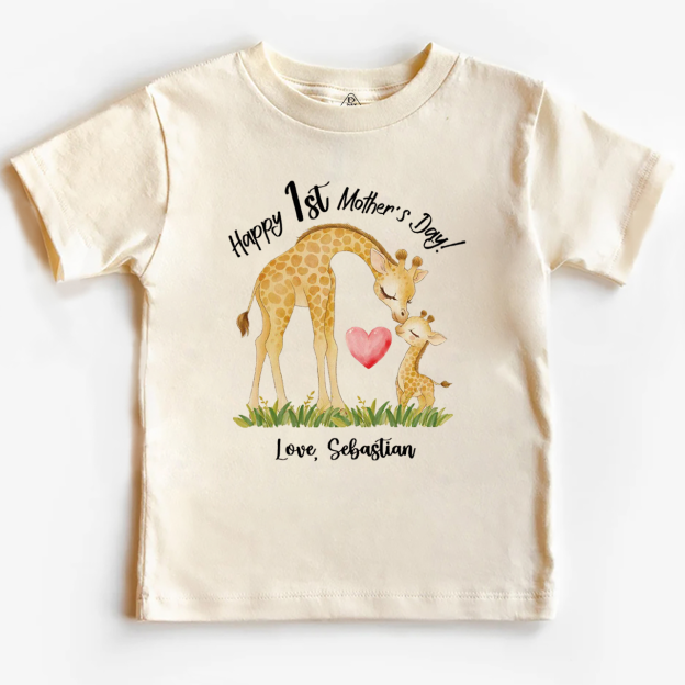 Personalized Mother's Day Giraffe Toddler&Kid's Tees Beepumpkin