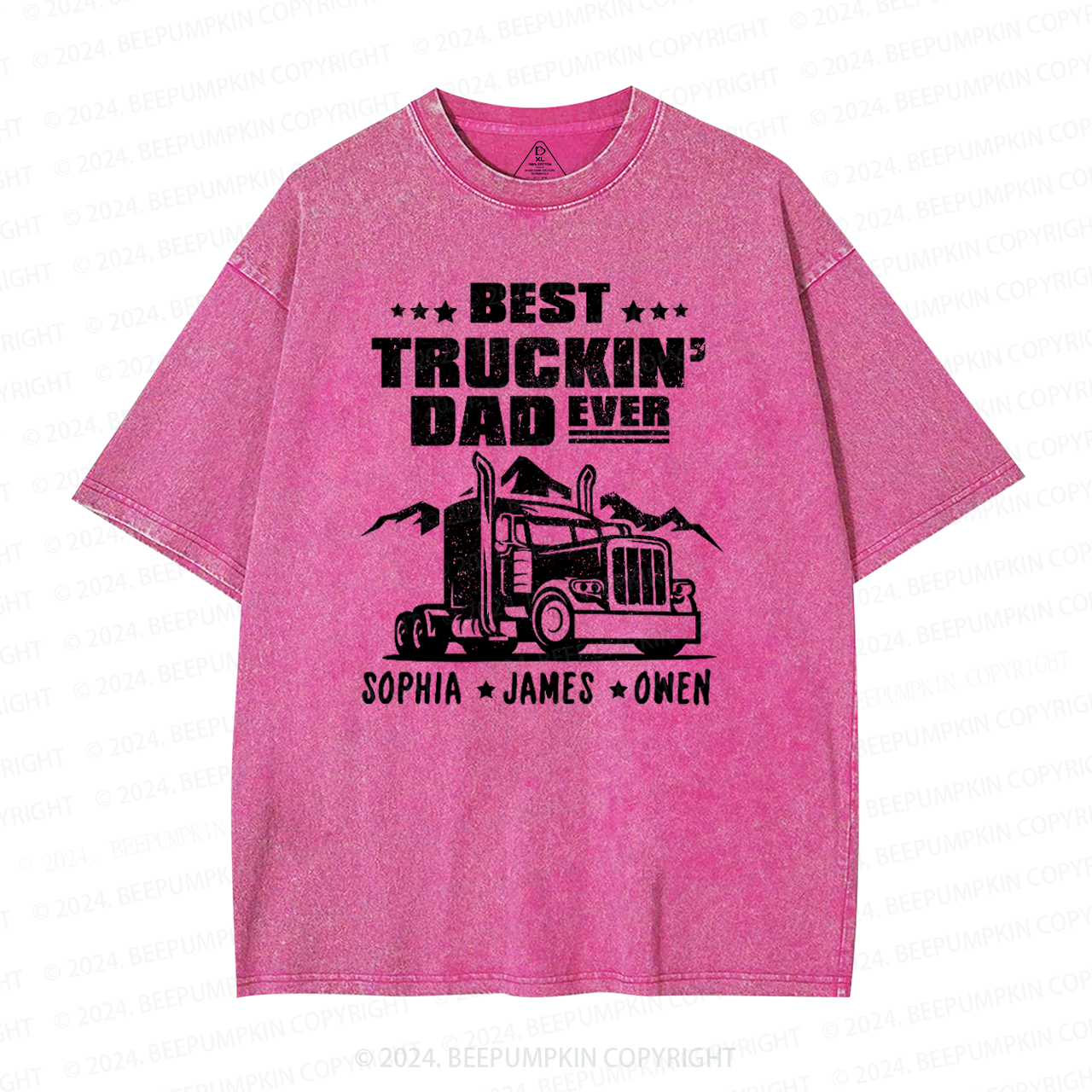Personalized Kid Name Best Truckin Dad Ever Washed T-Shirts 