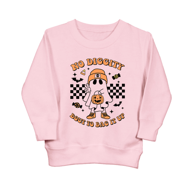 Halloween No Diggity Bout To Bag It Up Kids Sweatshirt