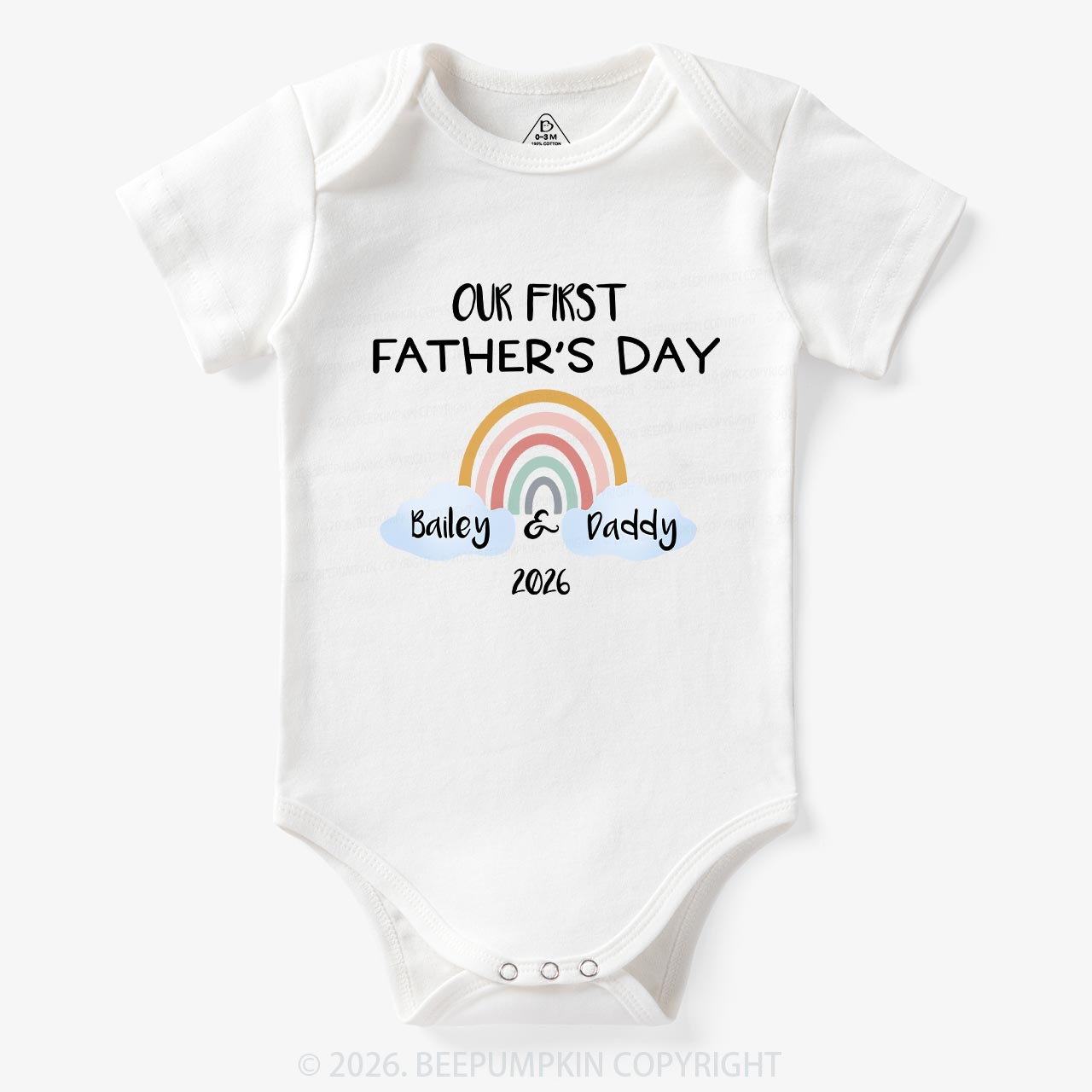 Personalization Our First Father's Day Rainbow Bodysuit For Baby
