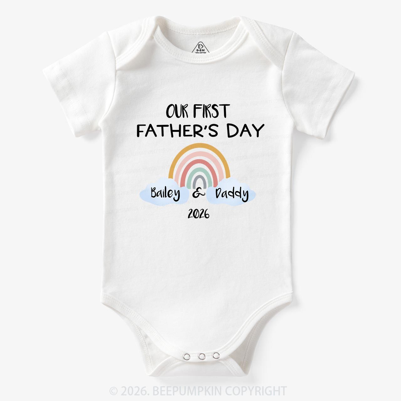 Personalization Our First Father's Day Rainbow Bodysuit For Baby