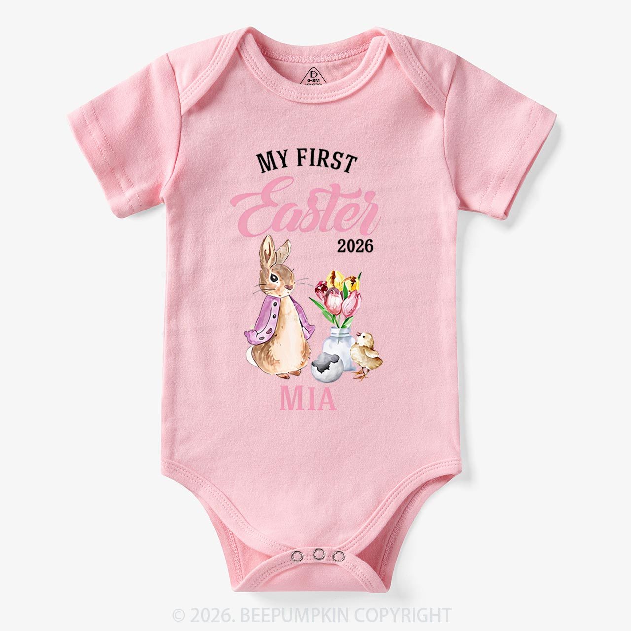 Personalized Little Pink Bunny’s First Easter Baby Bodysuit