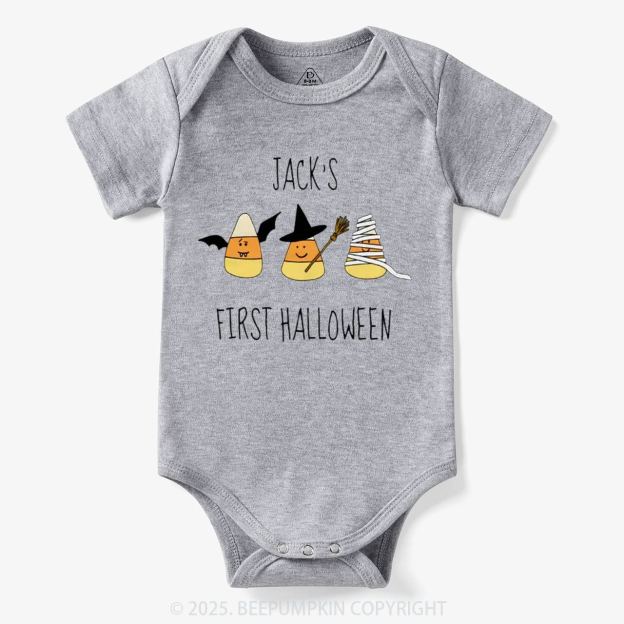 Personalized First Halloween Candy Corn Bodysuit Beepumpkin