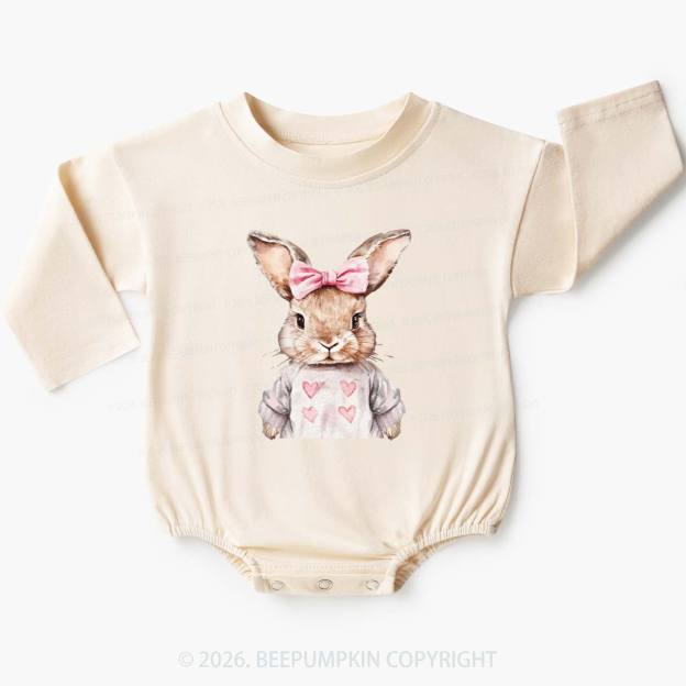 Sweet Bow Bunny Easter Baby Bubble Romper
