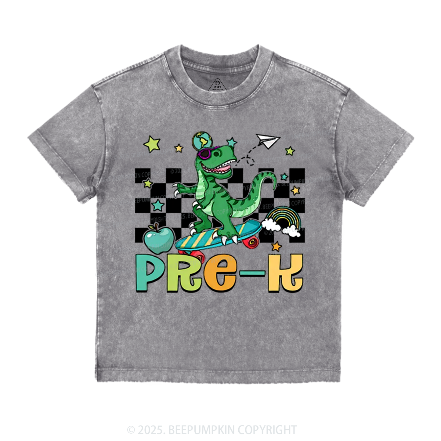 Personalized T-Rex For Boy Toddler&Kids Washed Tees
