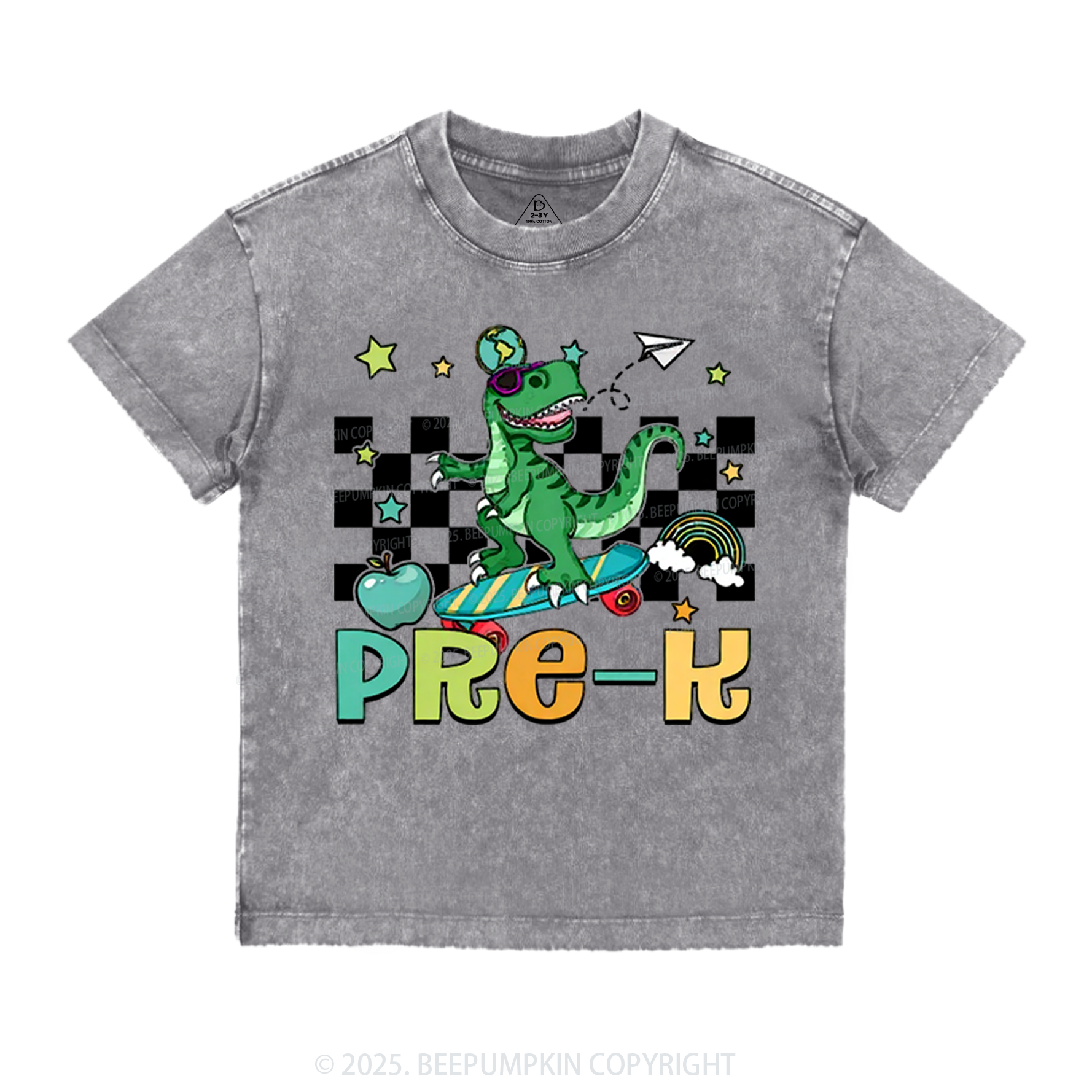 Personalized T-Rex For Boy Toddler&Kids Washed Tees