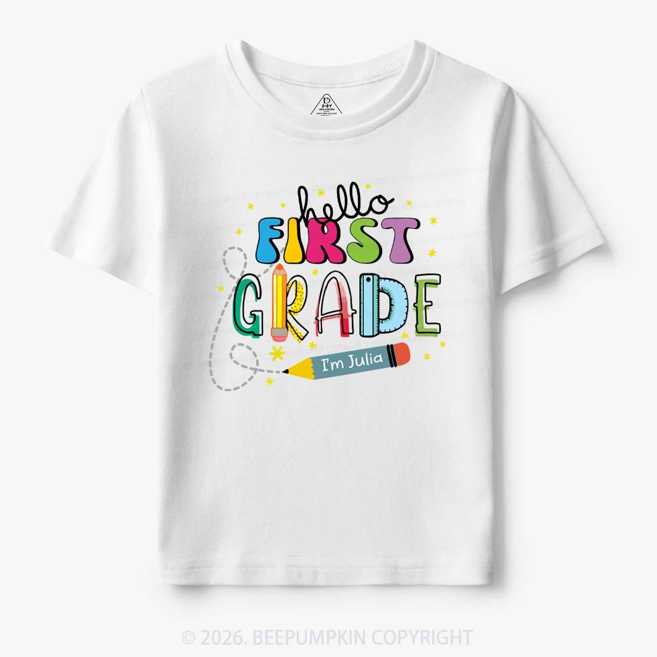 Hello First Grade I'm XXX Back To School Kids Shirt