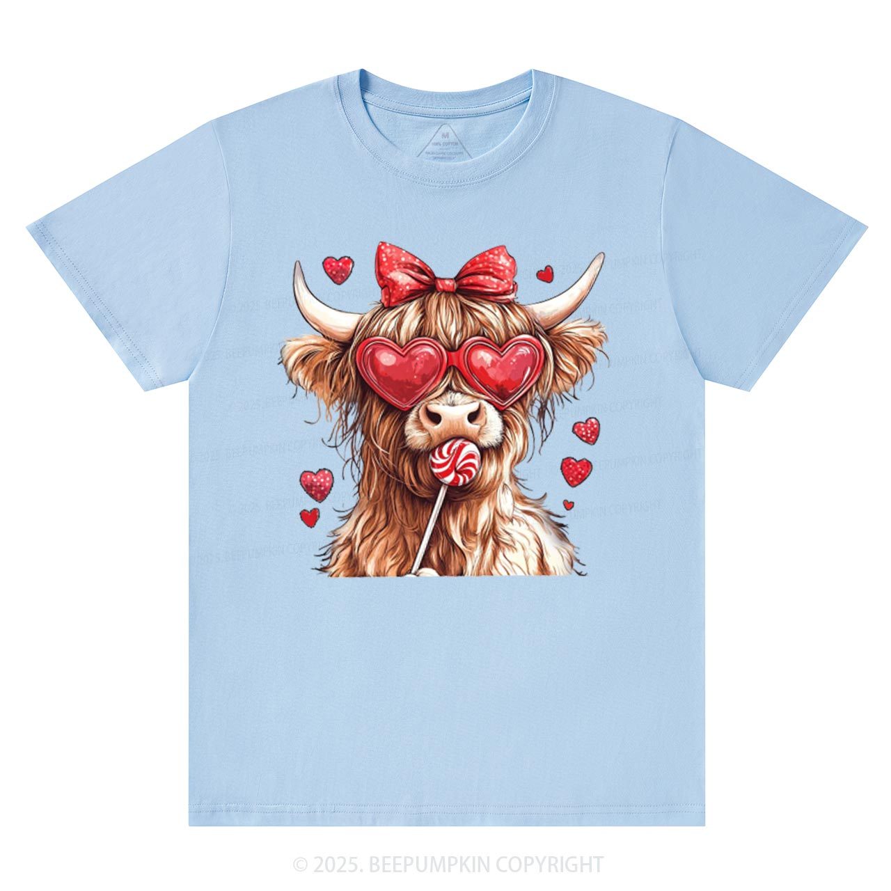Highland Cow Valentine's Day T-Shirts Beepumpkin