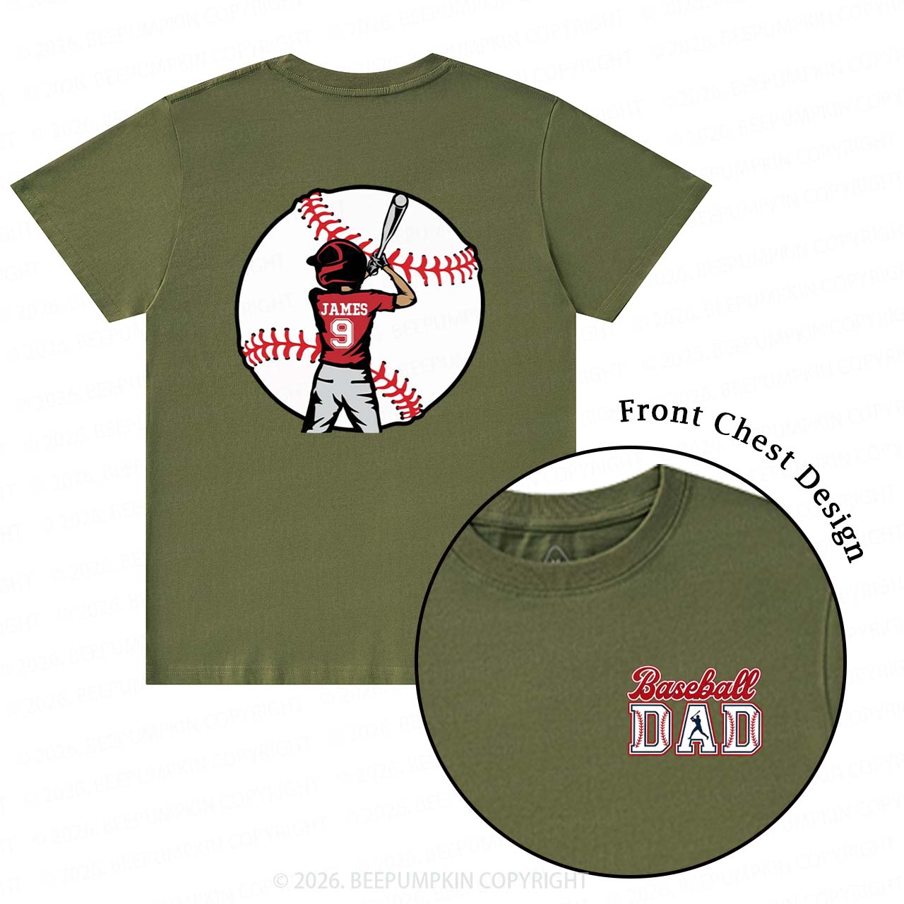 Personalized Baseball Dad Team T-Shirts