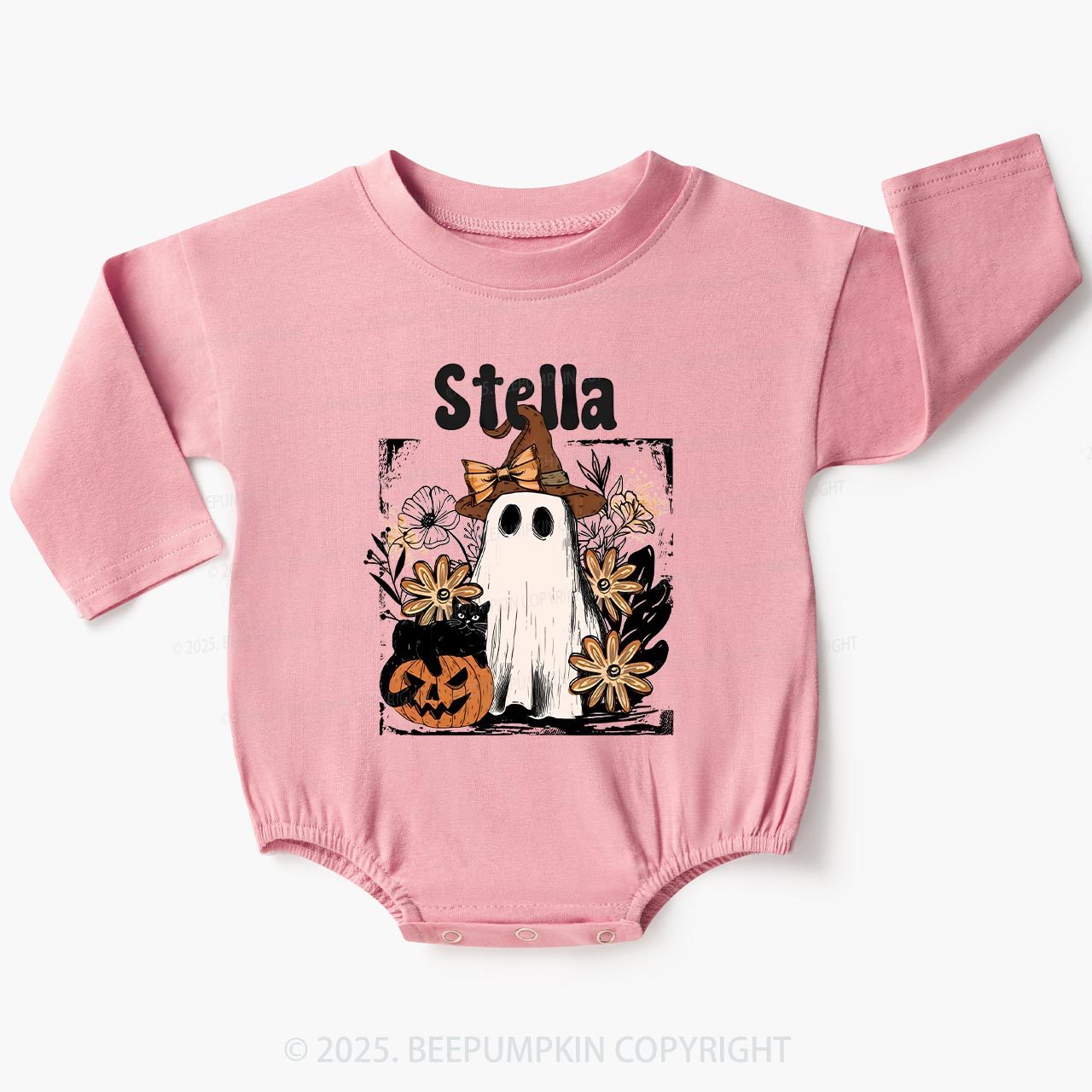 Personalized Spooky Pumpkin Baby Bubble Romper Beepumpkin