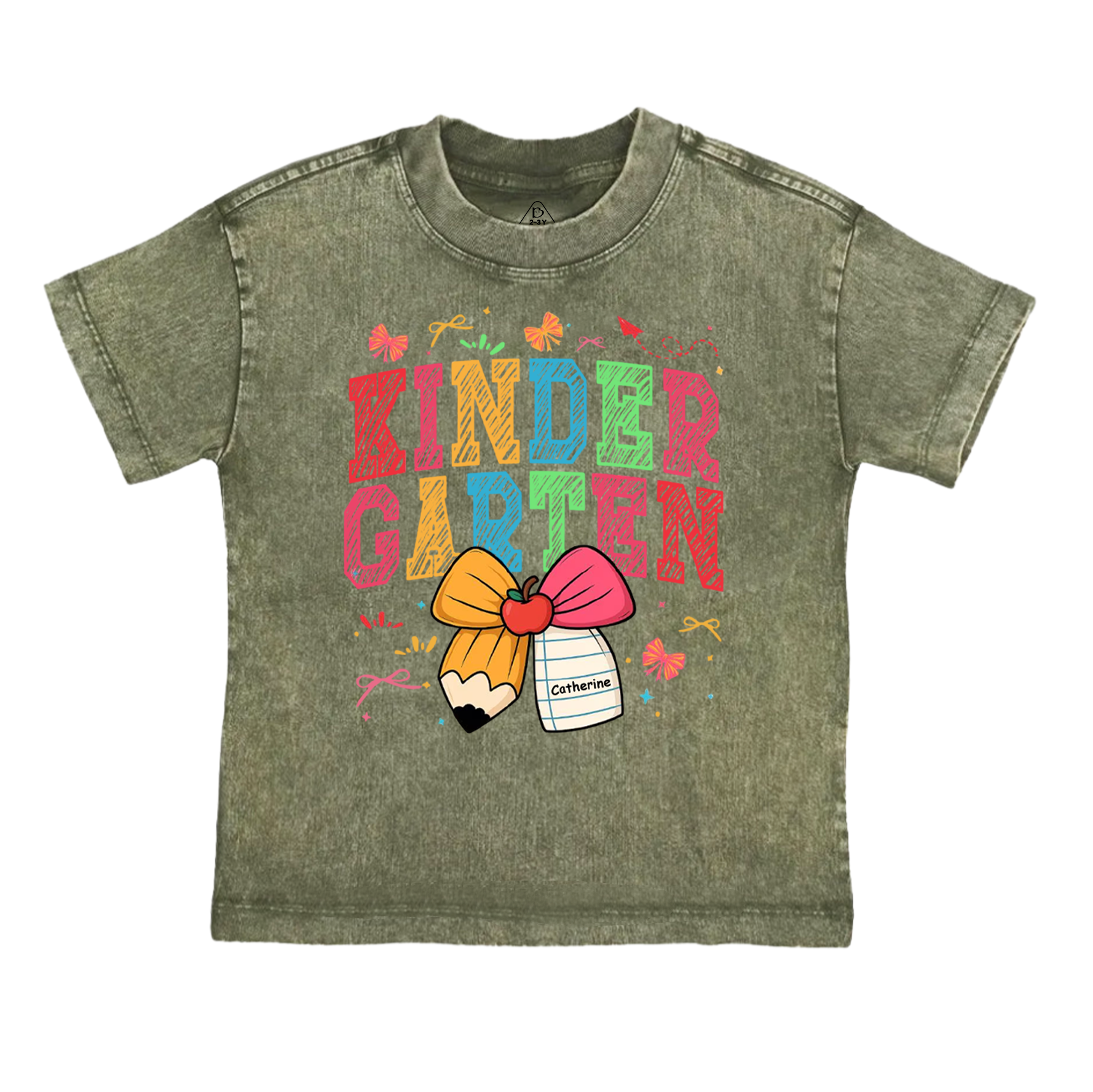 Personalized Girl Back To School Bundle Toddler&Kids Washed Tees