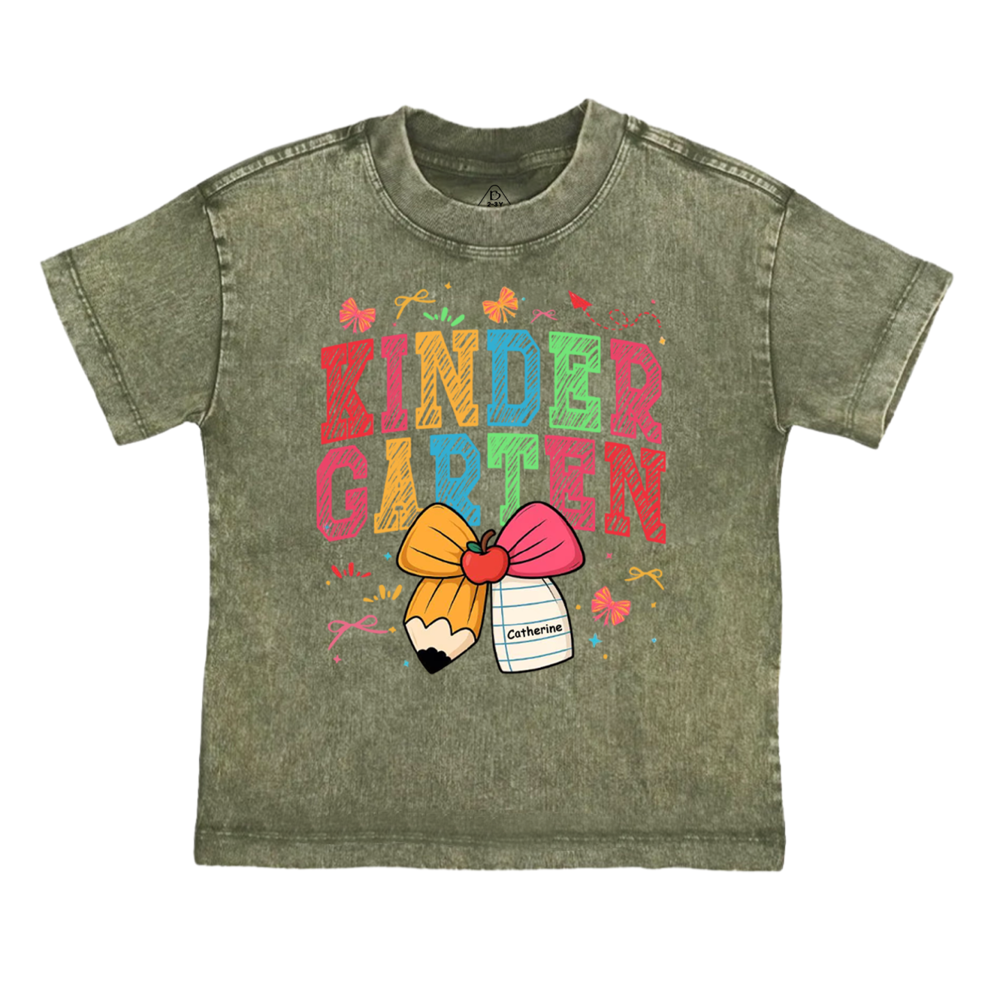 Personalized Girl Back To School Bundle Toddler&Kids Washed Tees