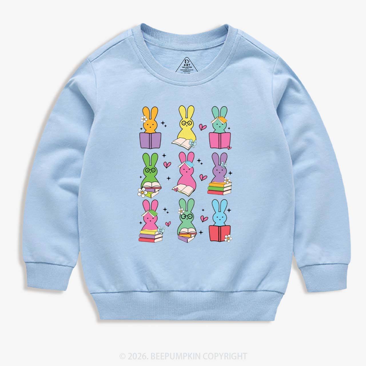 Book Lover Easter Bunnies Kid's Sweatshirt