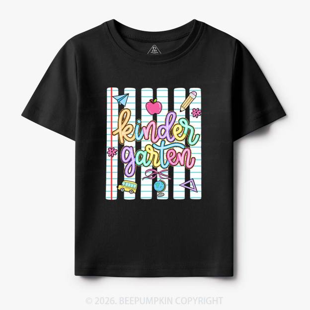 Personalized Colorful Striped Preppy Back To School Toddler&Kid's Tees