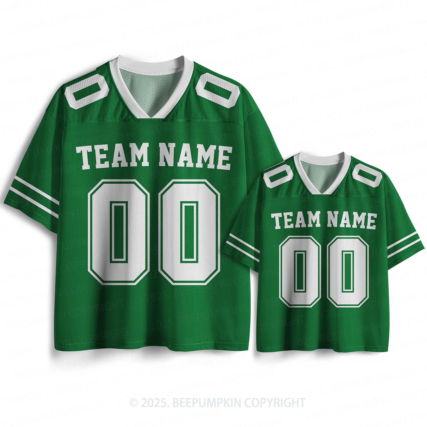 Personalized Team Name & Number Green Family Matching Sport Jersey Beepumpkin