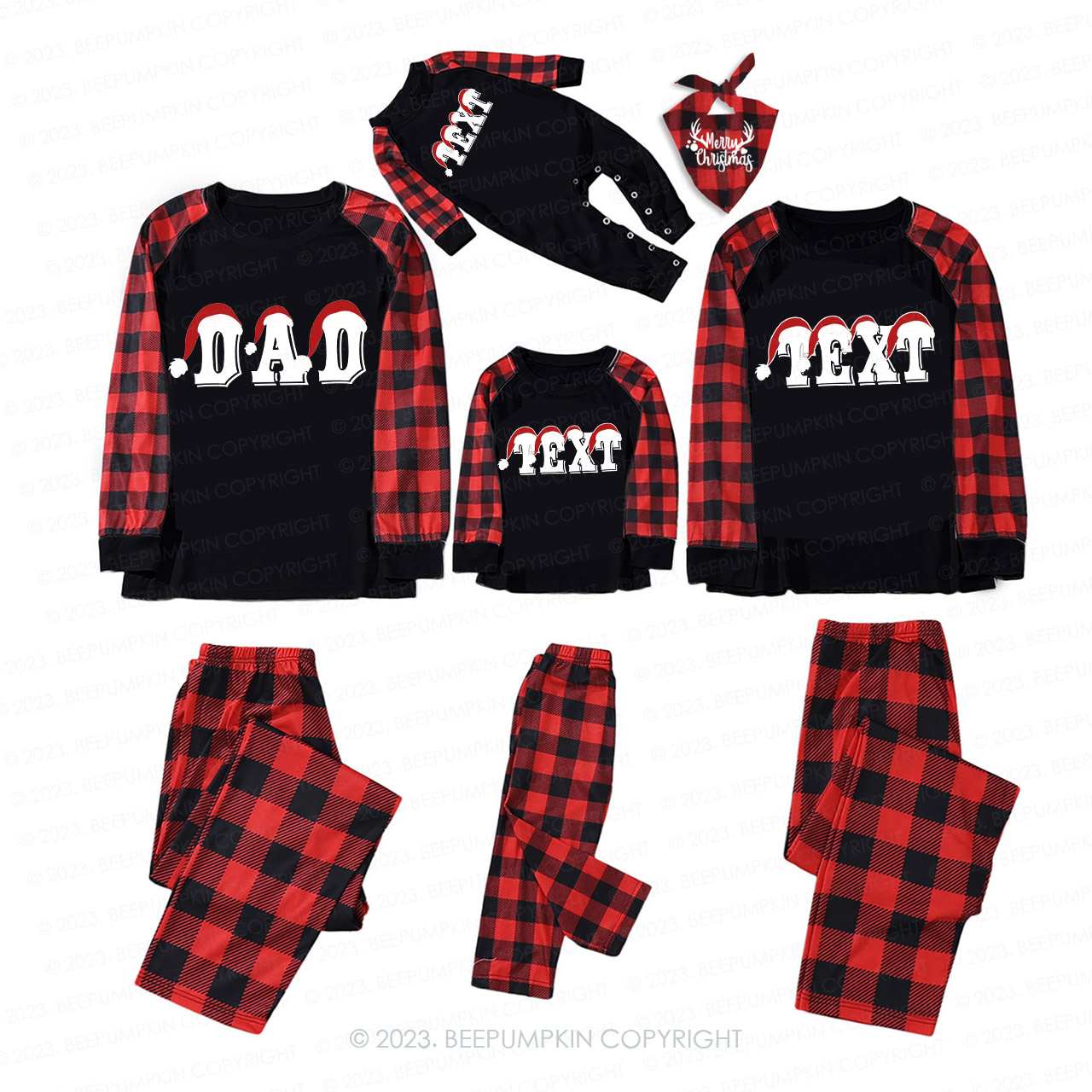 Matching Christmas Family Pajamas - Personalized Name Beepumpkin