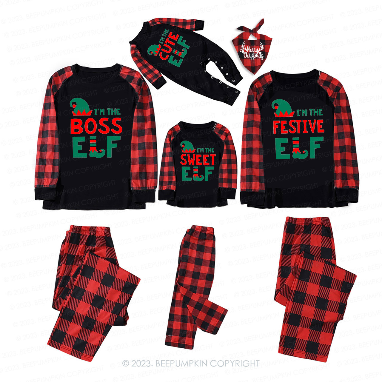 Personalized Elf Squad Matching Family Christmas Pajamas Beepumpkin