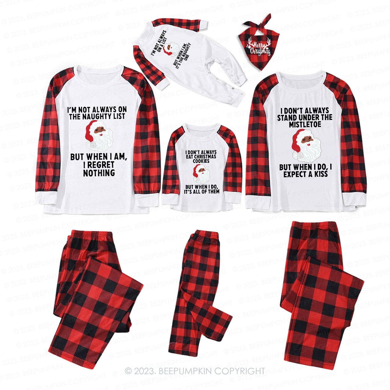 Santa Claus I'M NOT ALWAYS ON Family Matching Pajamas Beepumpkin