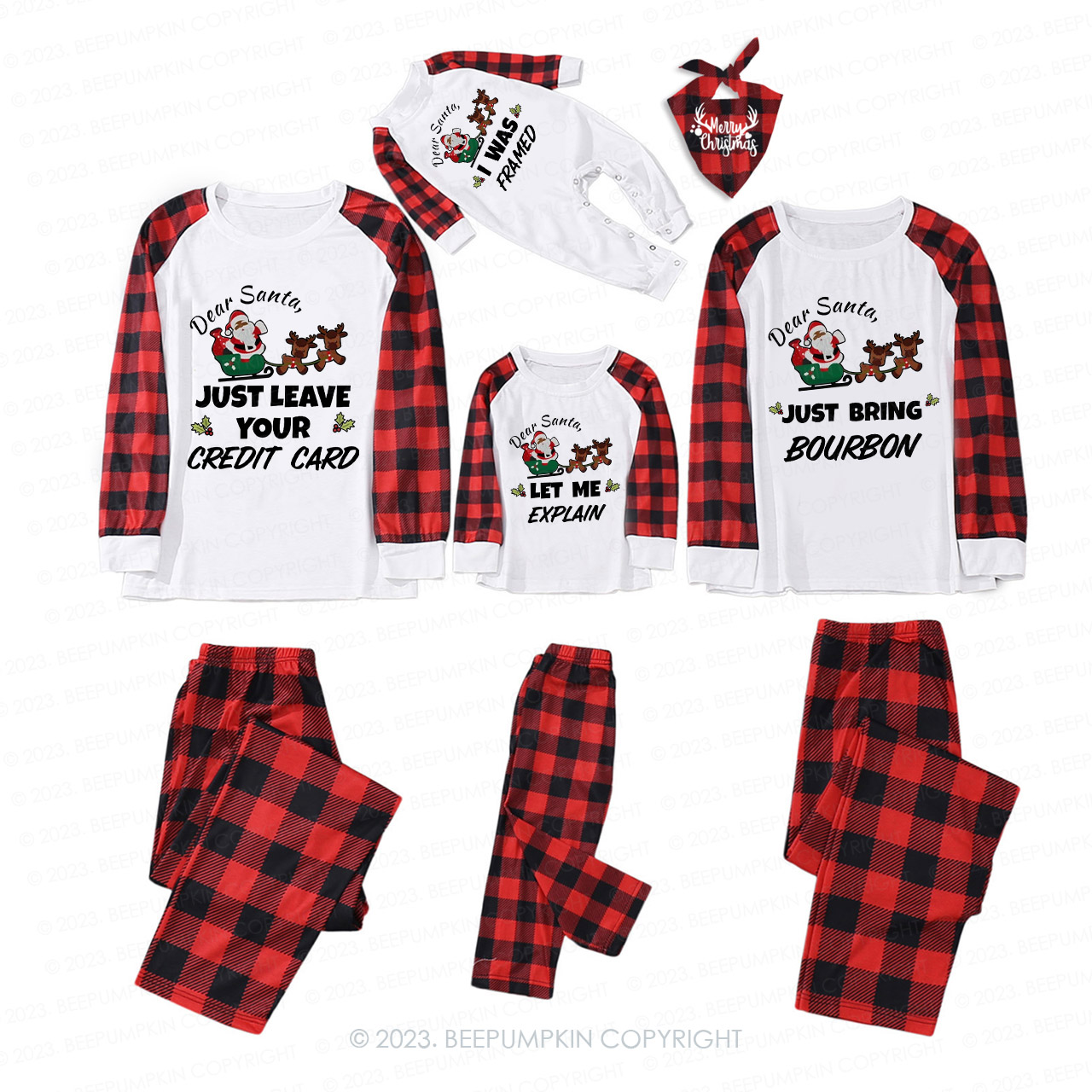 Black Santa Funny Dear Santa Christmas Family Matching Pajamas Beepumpkin