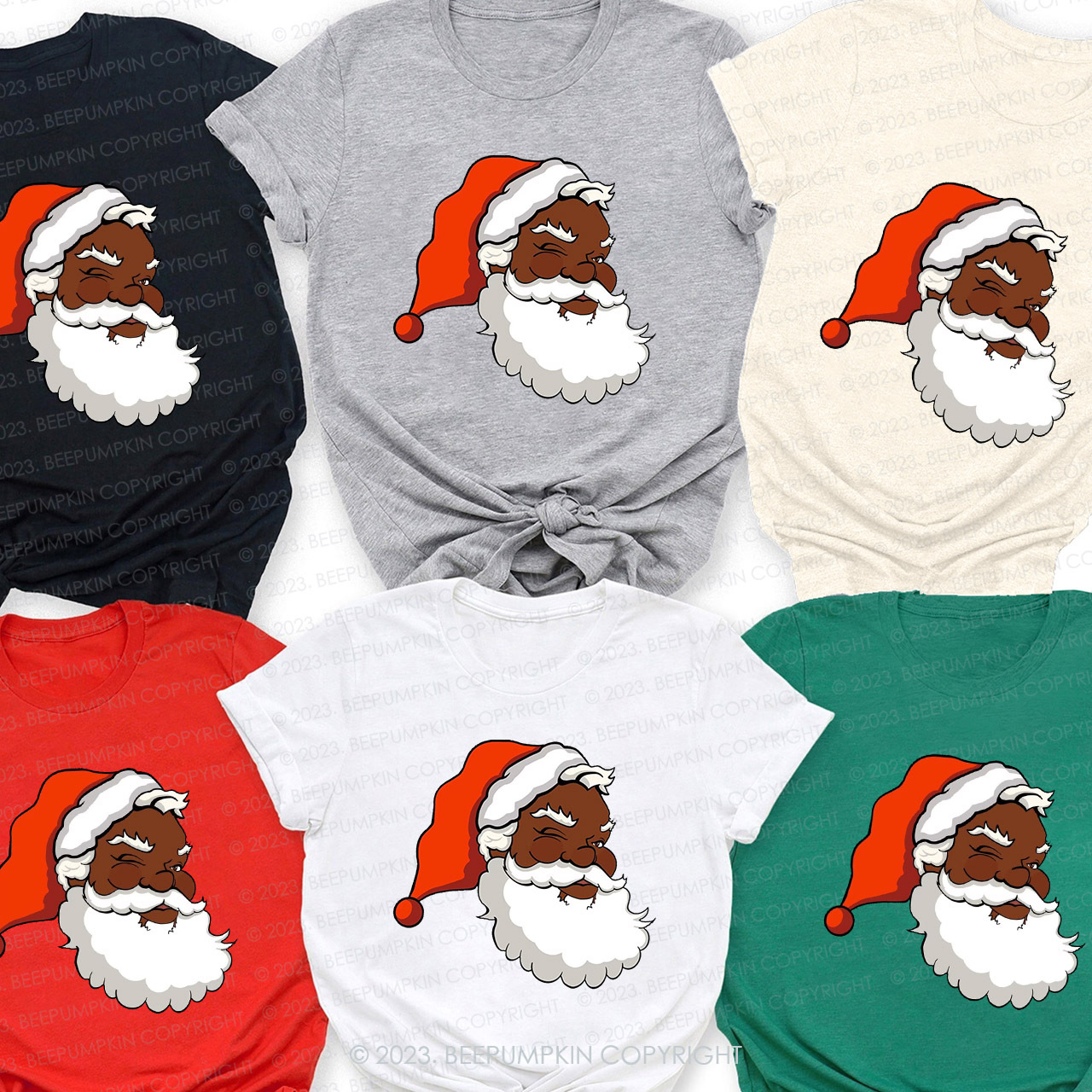 Santa African American Family Matching Christmas Shirts Beepumpkin
