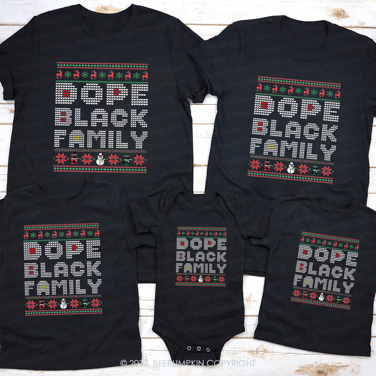 Dope Black Family Christmas Matching Shirts Beepumpkin