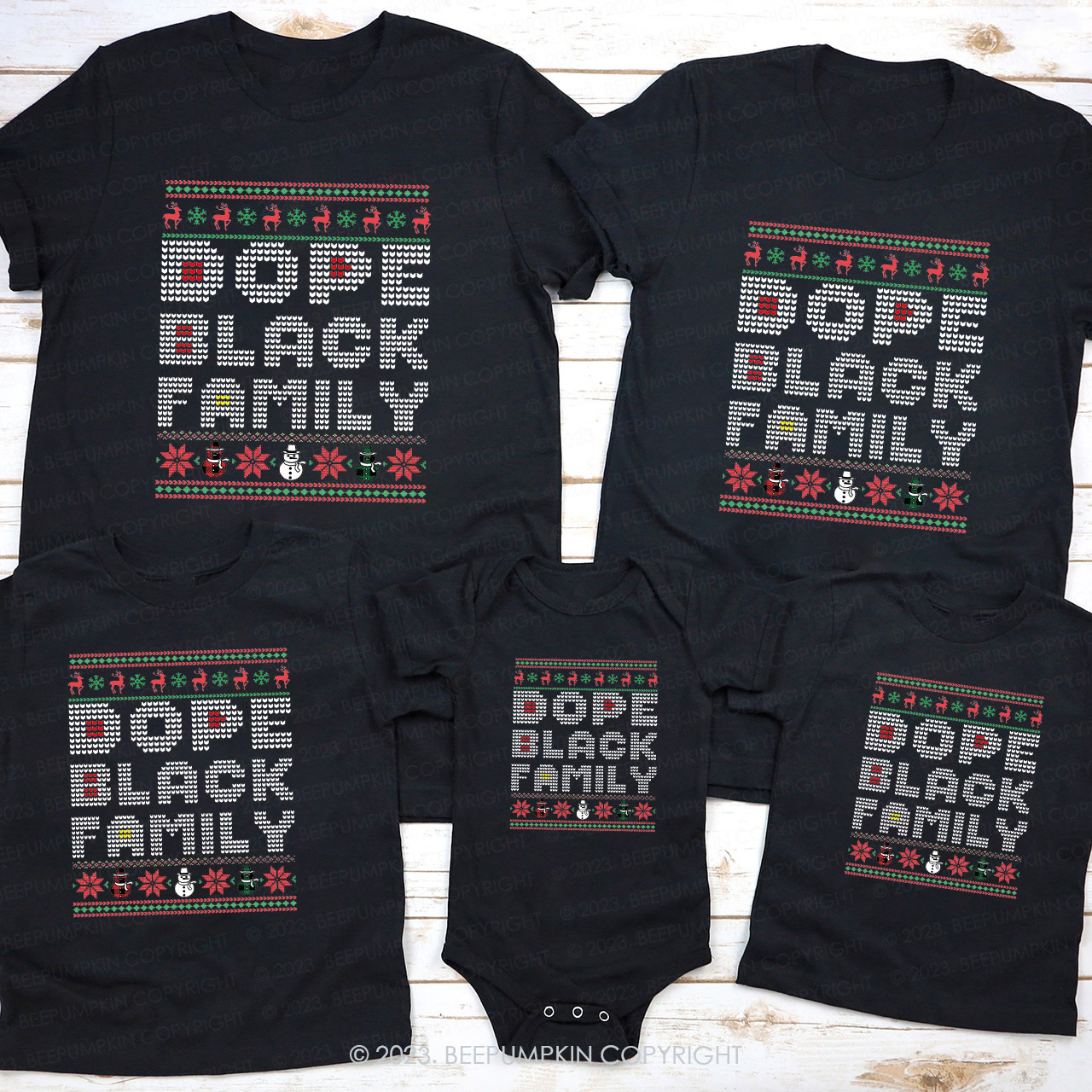 Dope Black Family Christmas Matching Shirts Beepumpkin