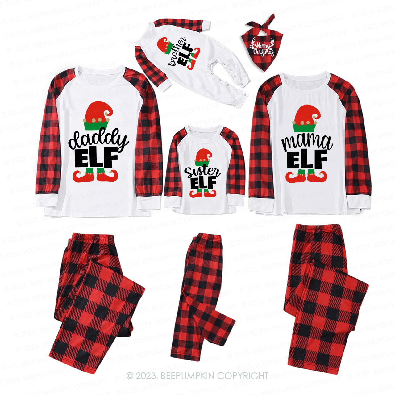 Personalized Matching Christmas Family Elf Pajamas Beepumpkin