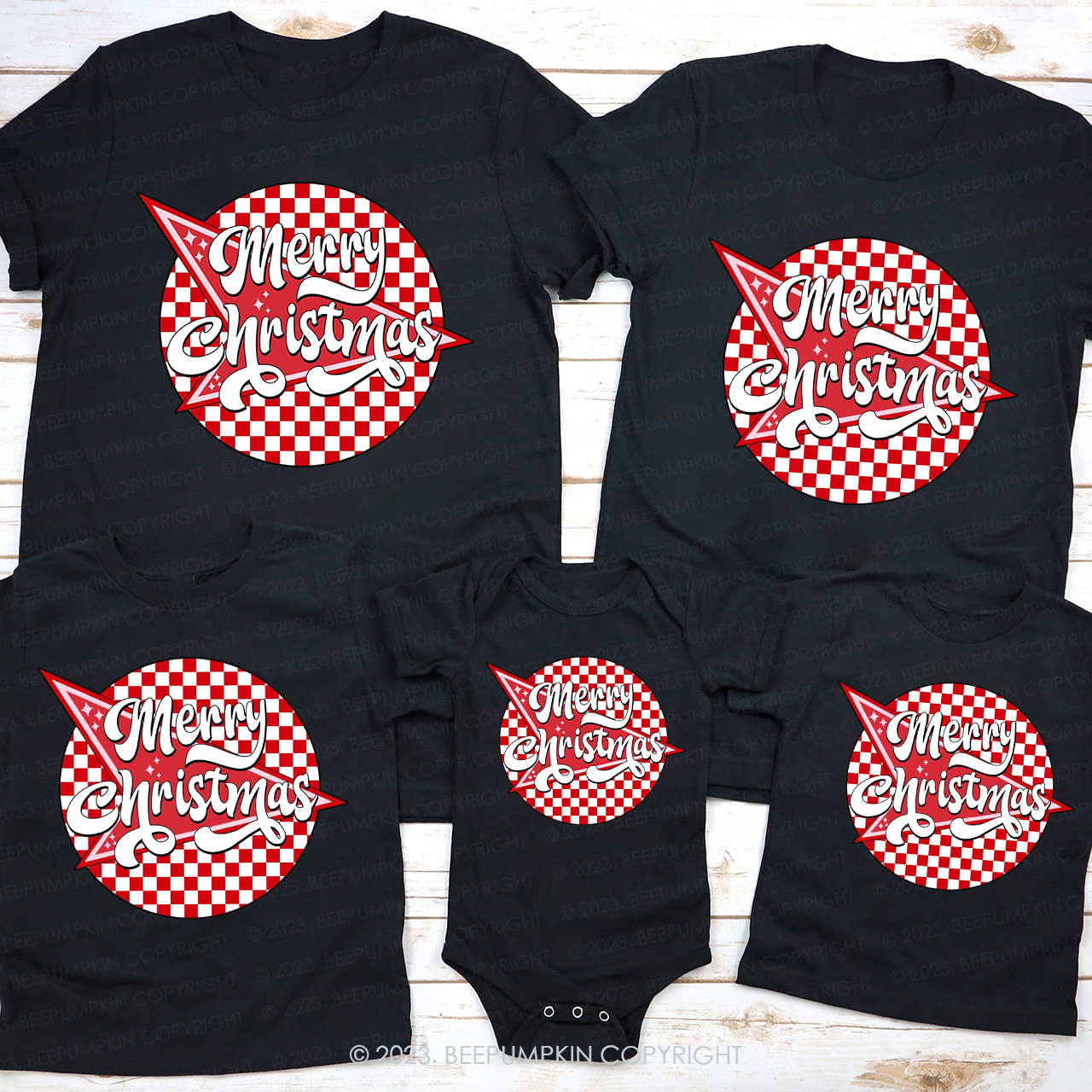 Retro Merry Christmas Matching Tees For Family Beepumpkin