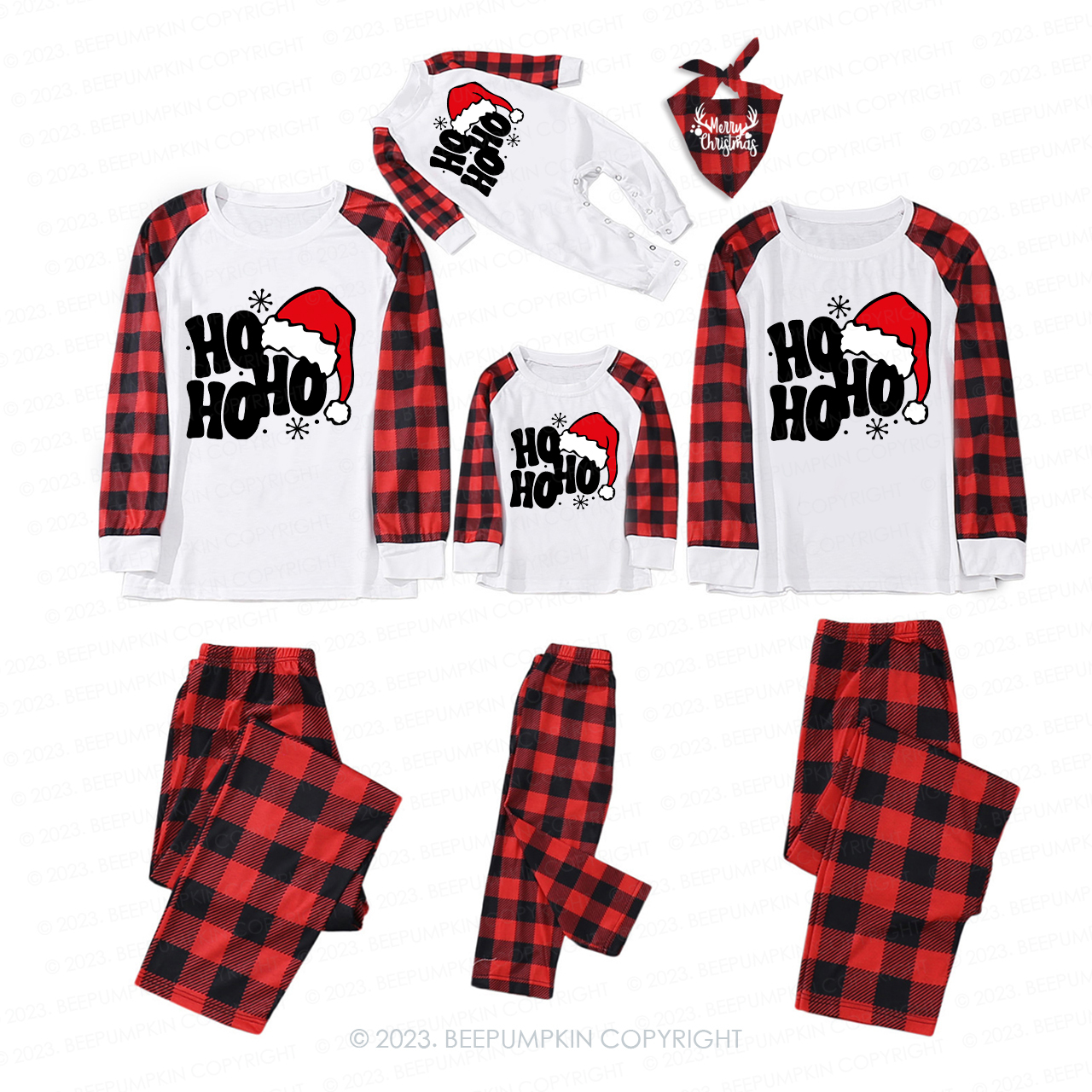 Retro Merry Christmas Ho Ho Ho Matching Pajamas For Family Beepumpkin