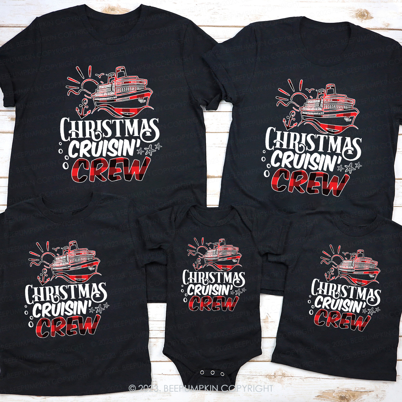 Christmas Cruise Buffalo Plaid Matching Tees For Family Beepumpkin