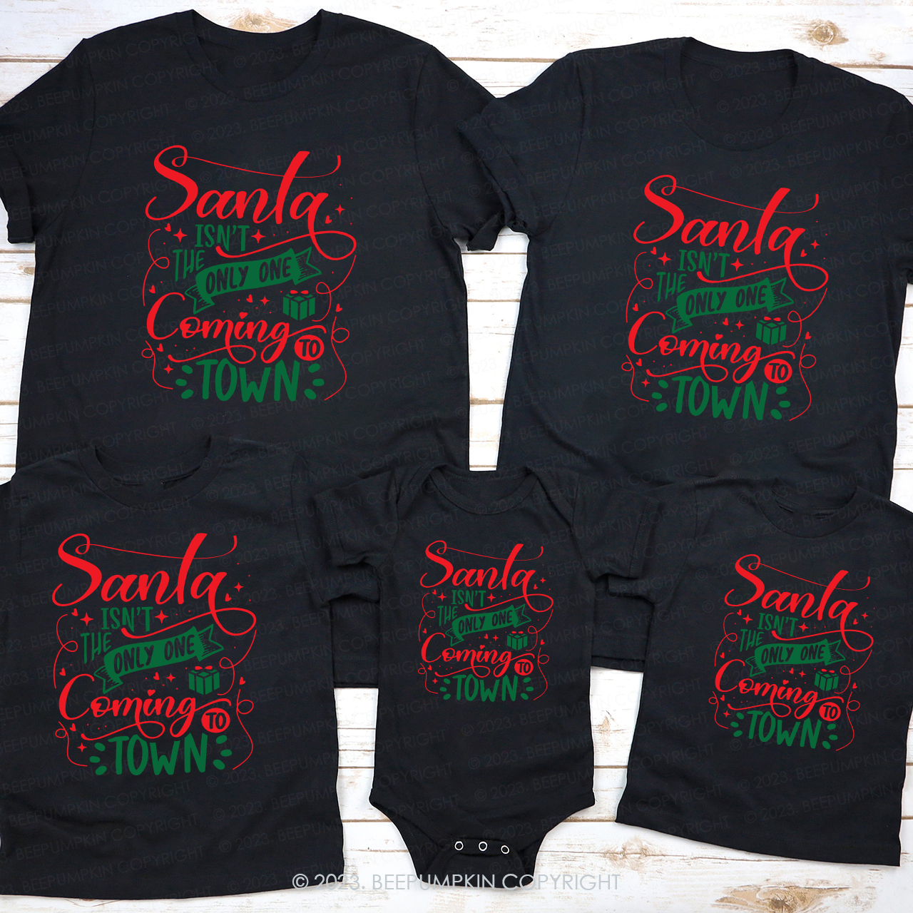 Santa Coming Town Matching Tees For Family Beepumpkin