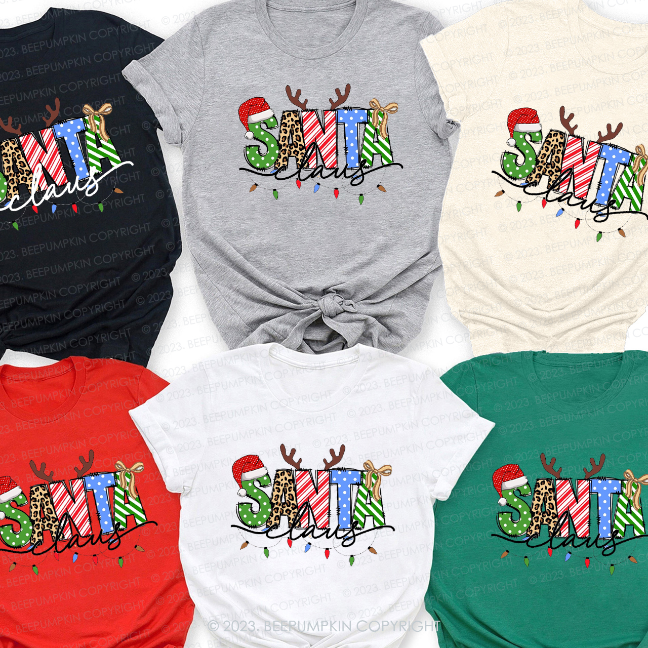 Santa Claus Lost Antlers Family Matching Tees Beepumpkin