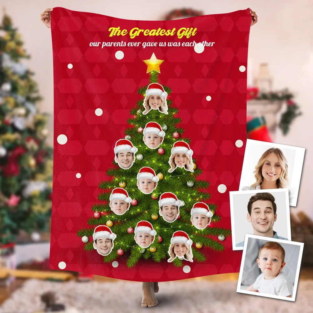 Personalized Greatest Christmas Family Tree Gift Blanket