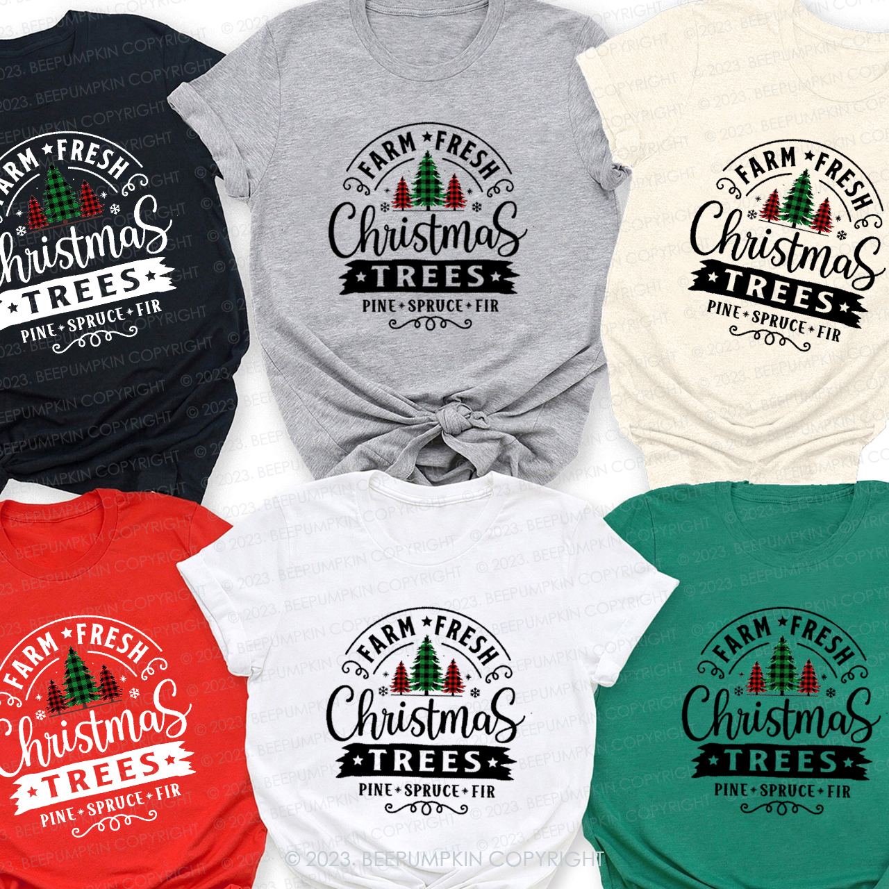Farm Fresh Christmas Trees Family Matching Shirts Beepumpkin
