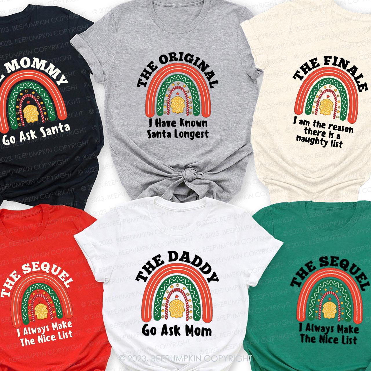 Personalized Christmas Colorful Rainbow Bridge Family Matching Shirts Beepumpkin