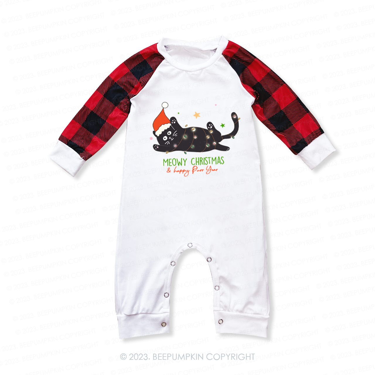 Black Cat in Christmas Dream Family Matching Pajamas Beepumpkin