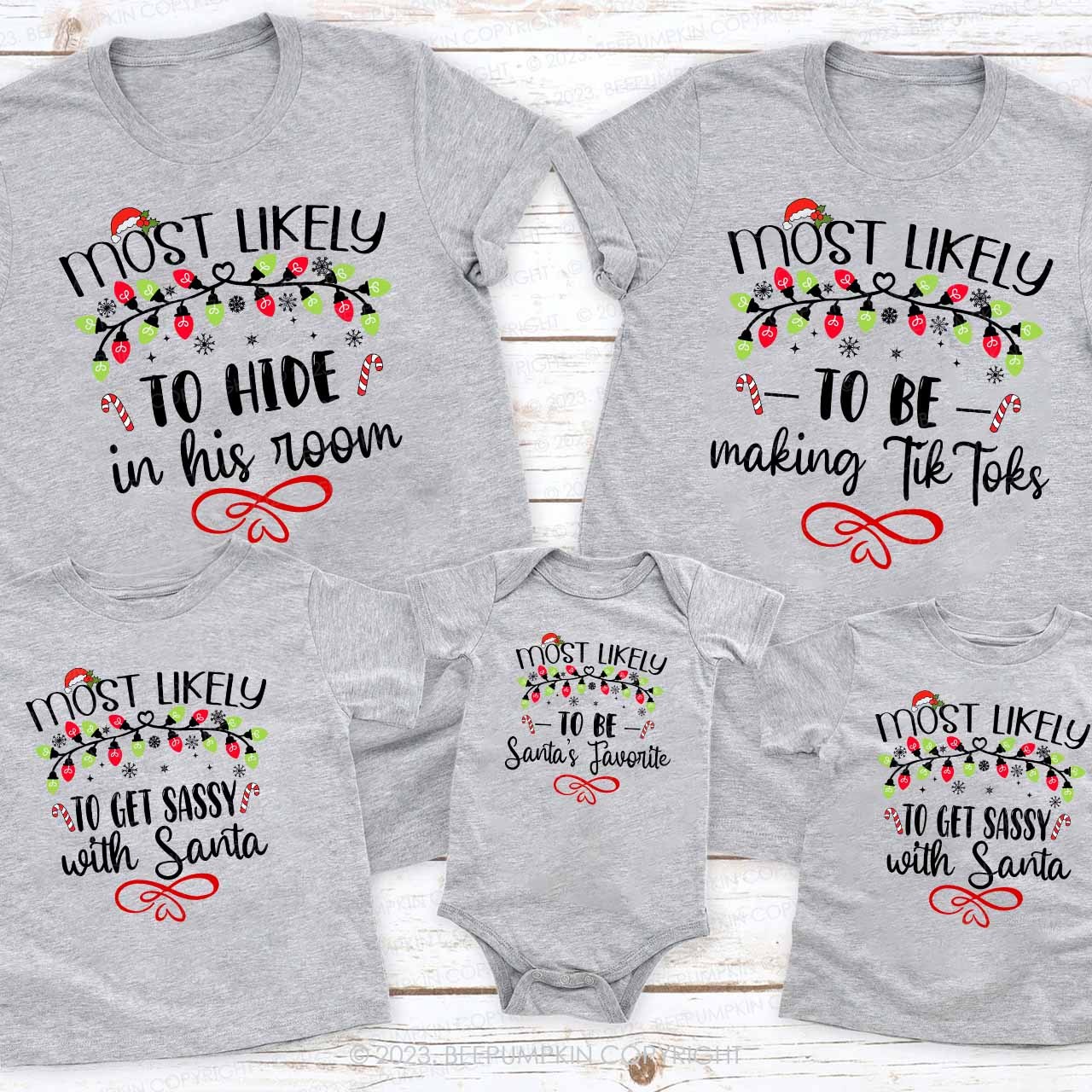 64 Quotes Most Likely And Custom Christmas Family Matching Shirts Beepumpkin