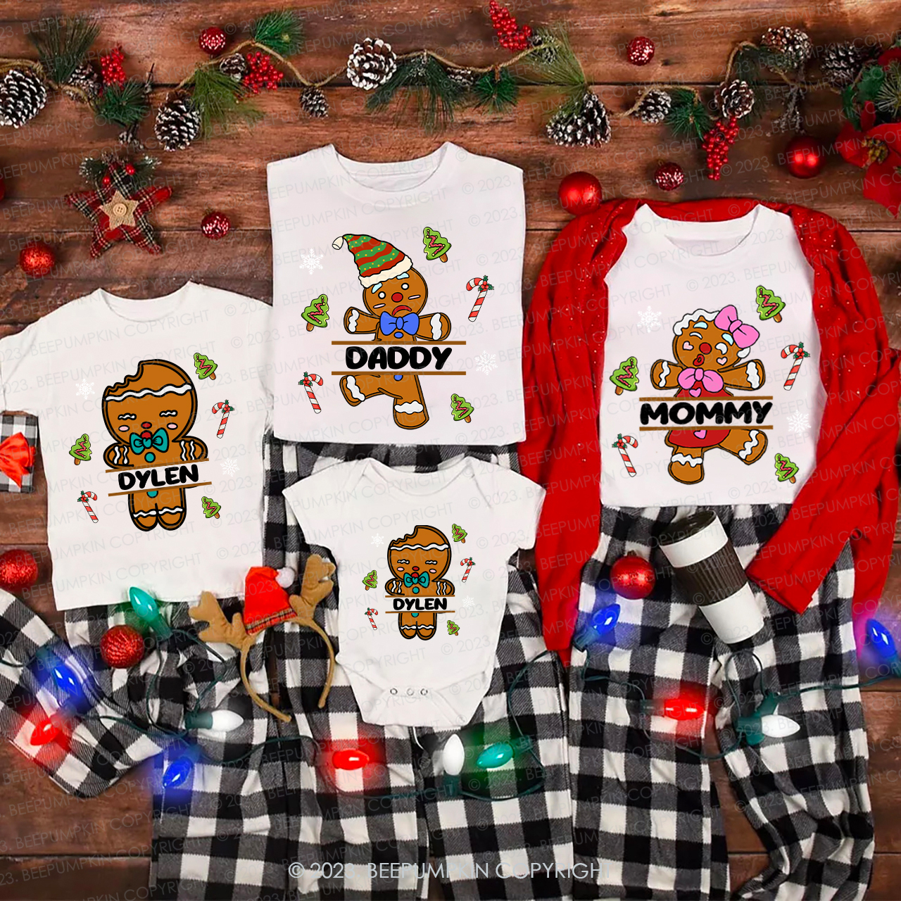 Christmas Gingerbread Man Family Matching T-Shirts Beepumpkin