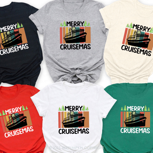 Cruise ship to Christmas Family Matching Tees Beepumpkin