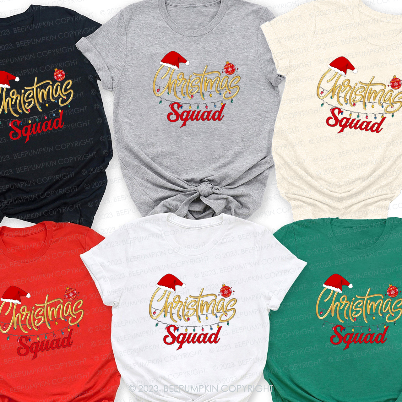 Golden Romantic Christmas Squad Family T-Shirts Beepumpkin