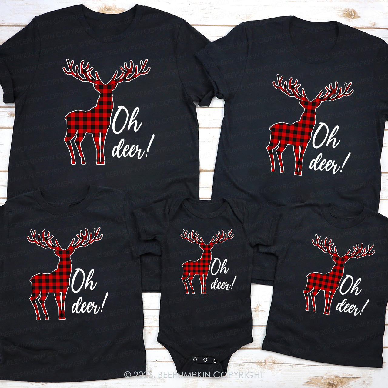 Oh Deer Funny Christmas Family Matching Tees Beepumpkin