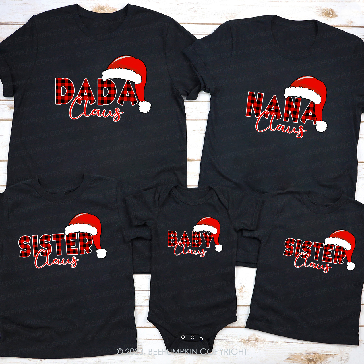 Personalized Plaid Claus Matching Family T-Shirt