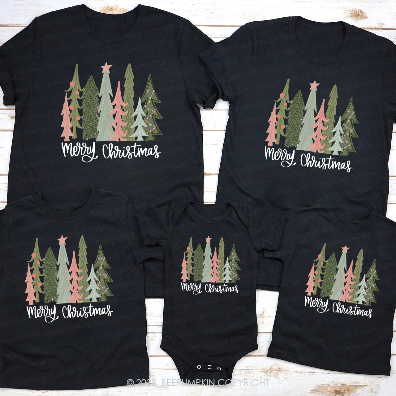 Merry Christmas Tree Holiday Family Matching Shirt