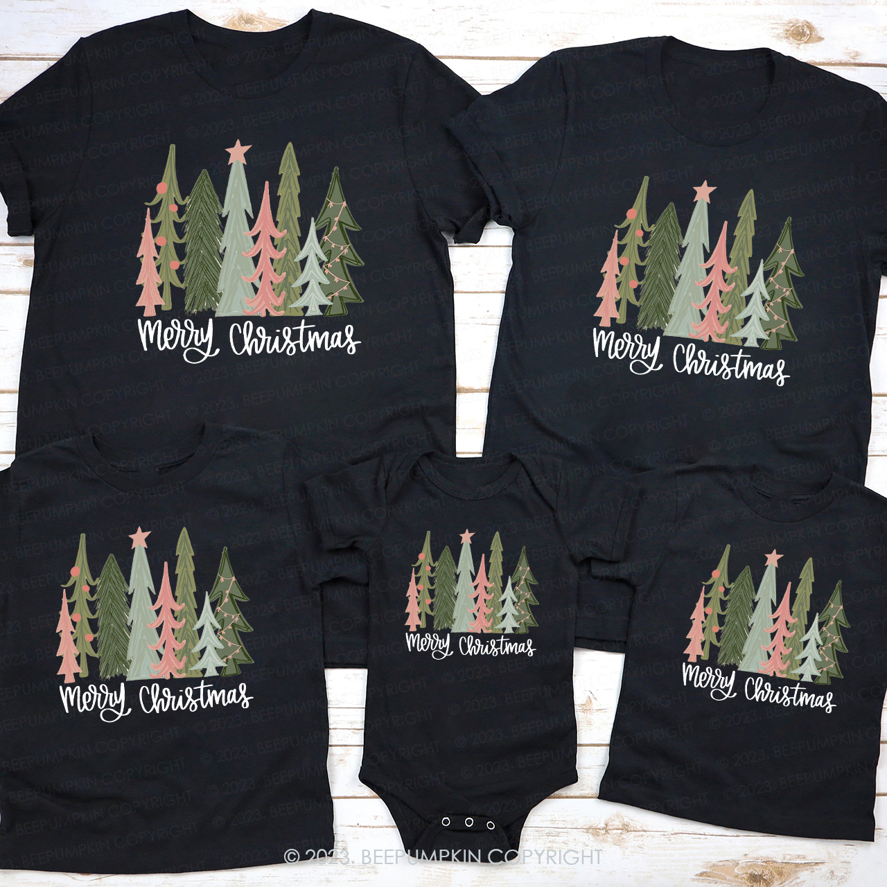 Merry Christmas Tree Holiday Family Matching Shirt