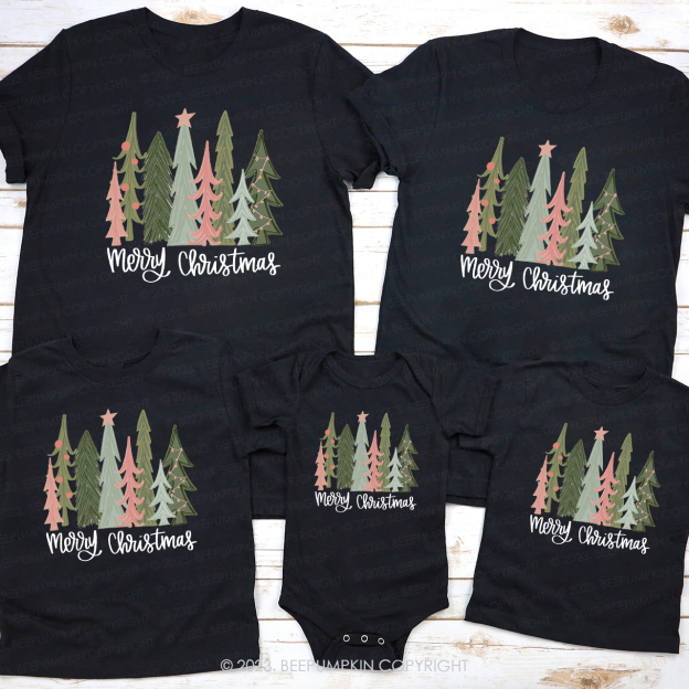Merry Christmas Tree Holiday Family Matching Shirt